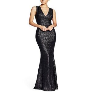 Dress the Population Black Sequin Backless Dress Size Small